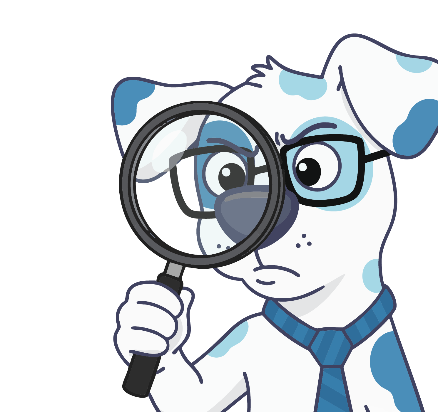 Perro con lupa buscando oportunidad de franquicia